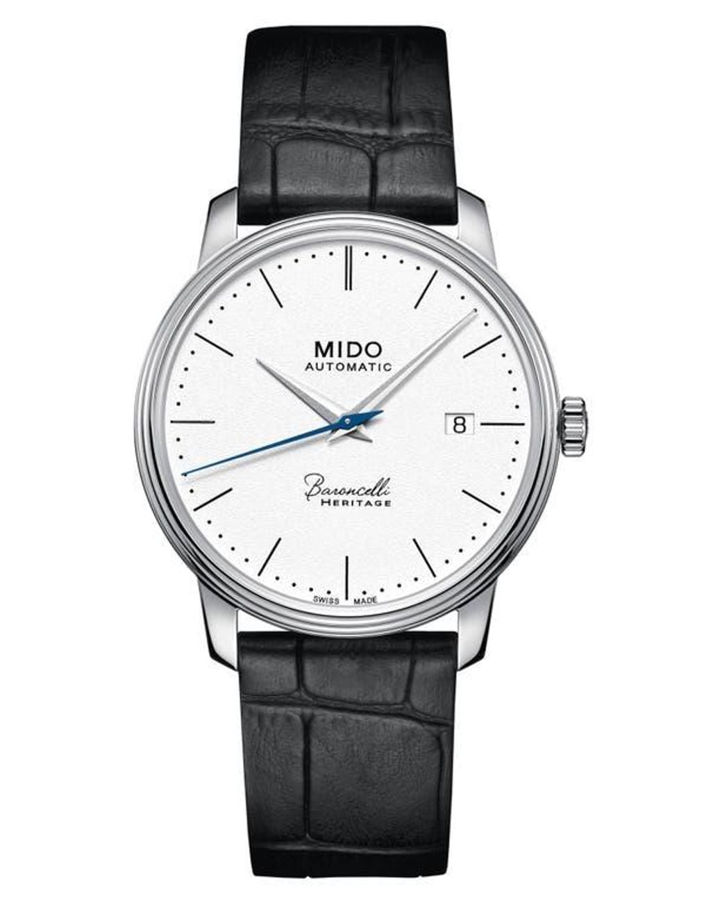 MIDO Black Baroncelli Heritage Automatic Leather Strap Watch, 39Mm