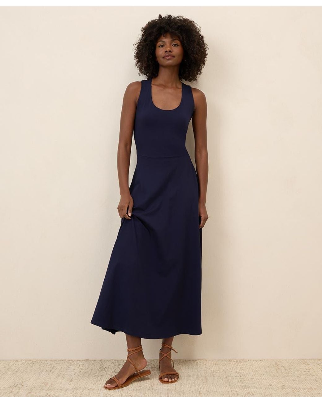 cotton fit and flare maxi dress Pact Organic & Open Back in Blue size-womens-clothing_:34 Giga Profile Womens dresses Delilah Backless Ruched Gown Womens Cotton Fit