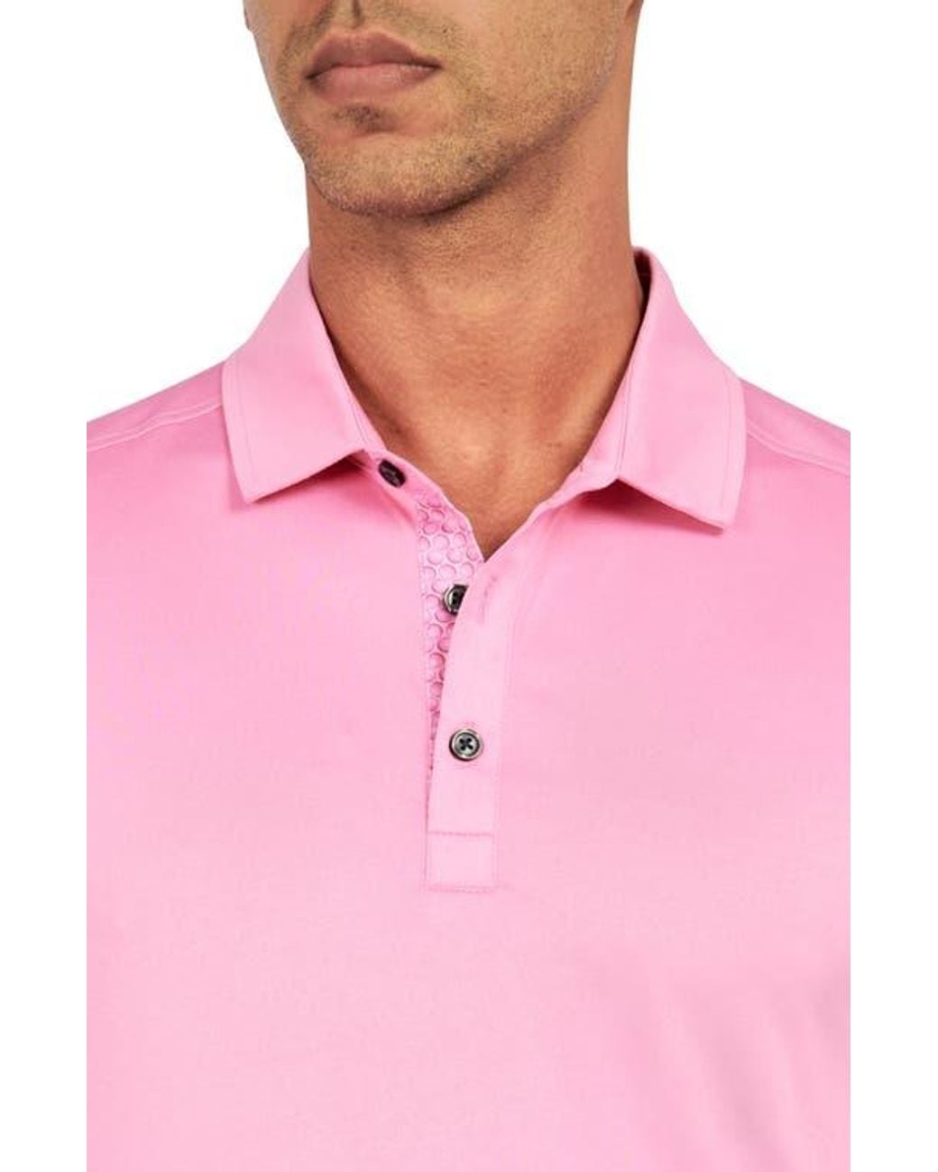Con.struct Pink Regular Fit Solid Recycled Performance Golf Polo for men