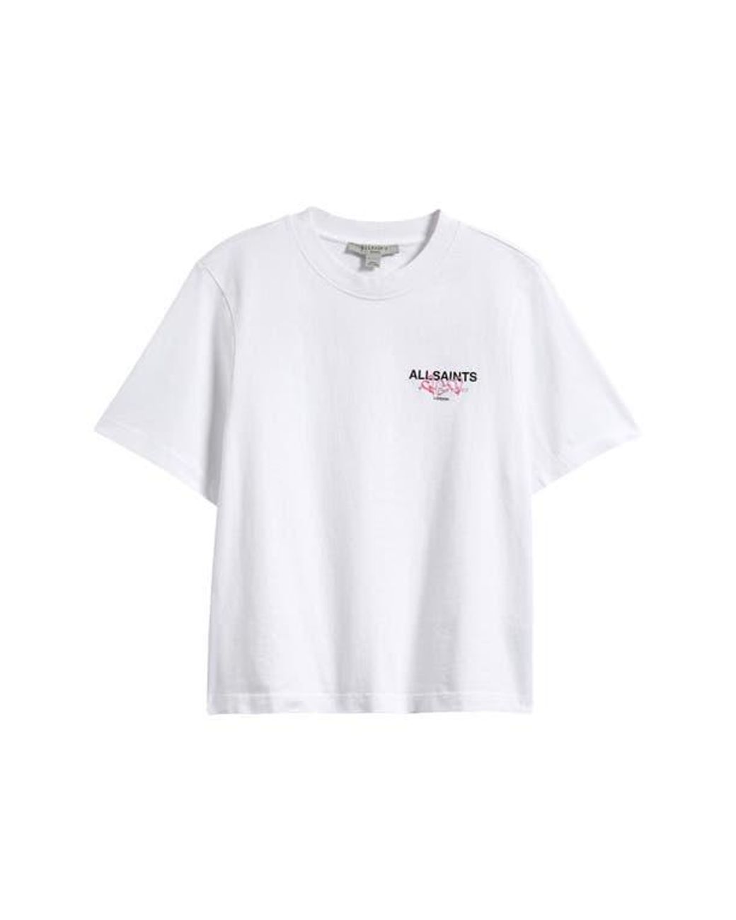 (取寄) オールセインツ レディース ハート リサ ティー AllSaints women Heart Lisa Tee Optic White AllSaints Amoré Lisa Heart Embroidered Cotton Graphic T