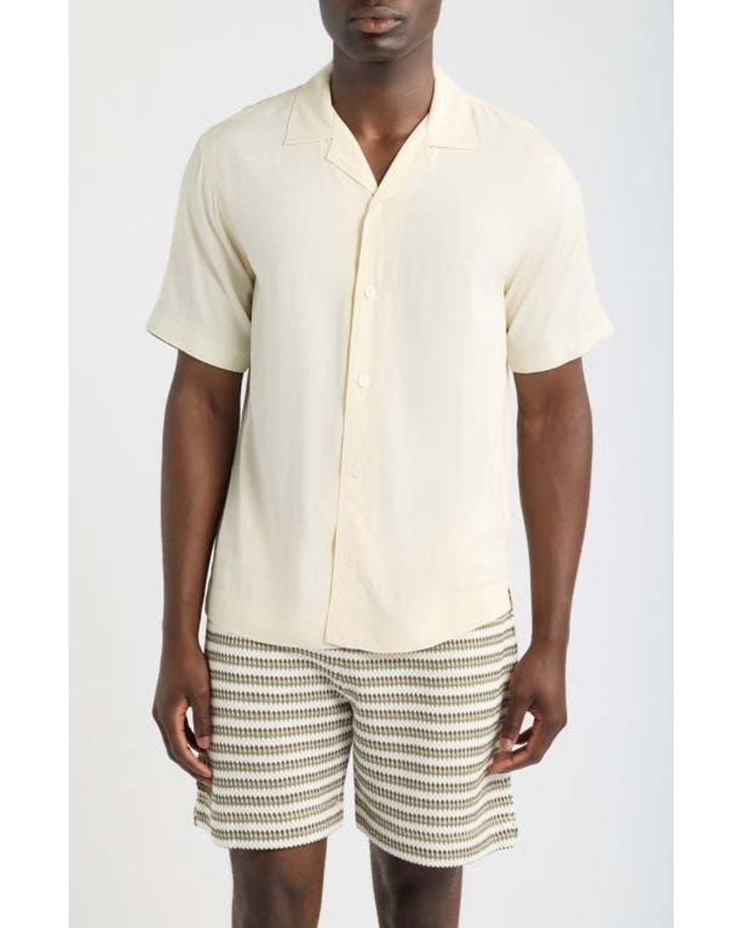 CHE Natural Valbonne Solid Camp Shirt for men