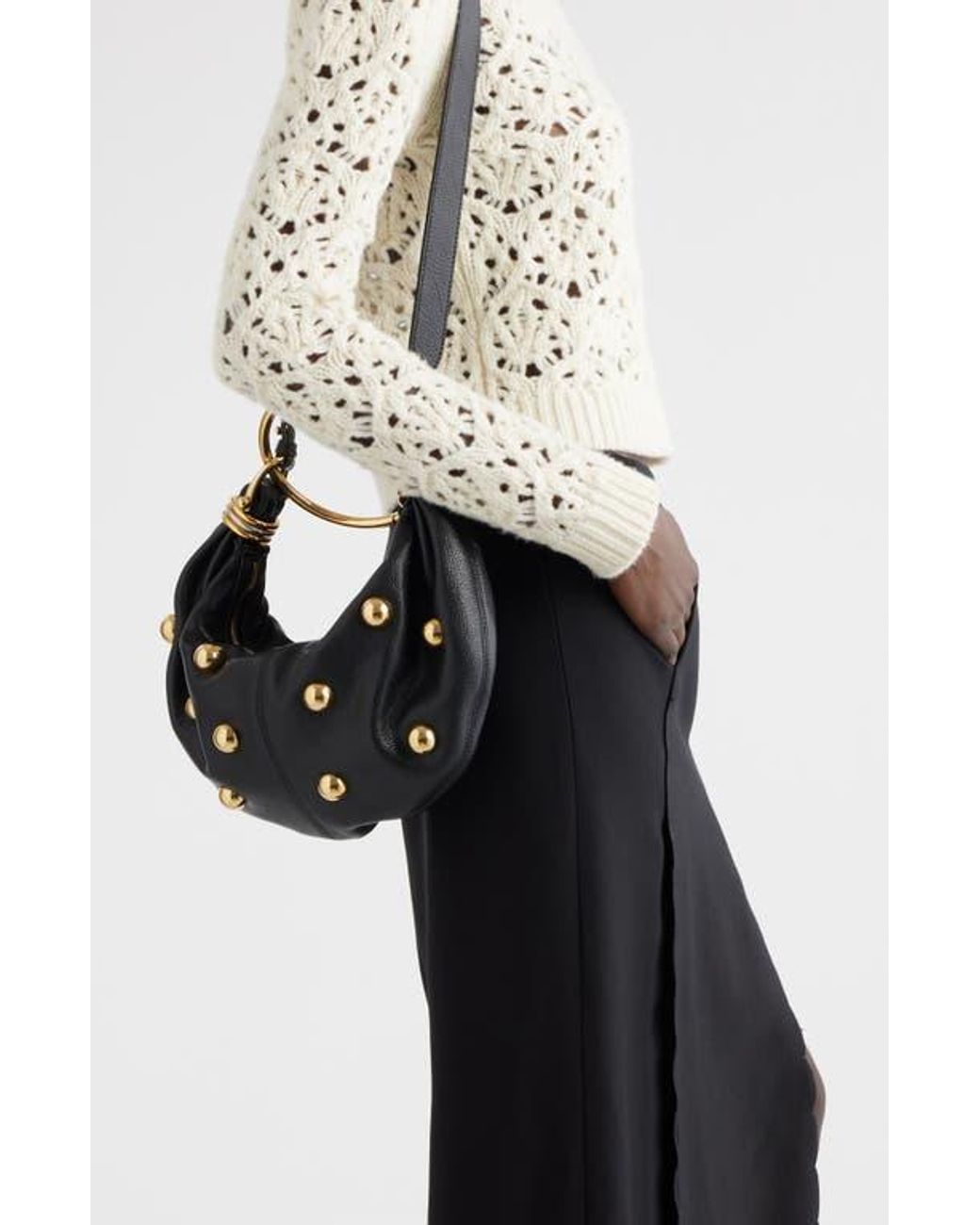 ブレスレット CHLOE SMALL BRACELET HOBO BAG BLUE Chloé Small Bracelet Hobo Bag In Grained Leather in Tapestry