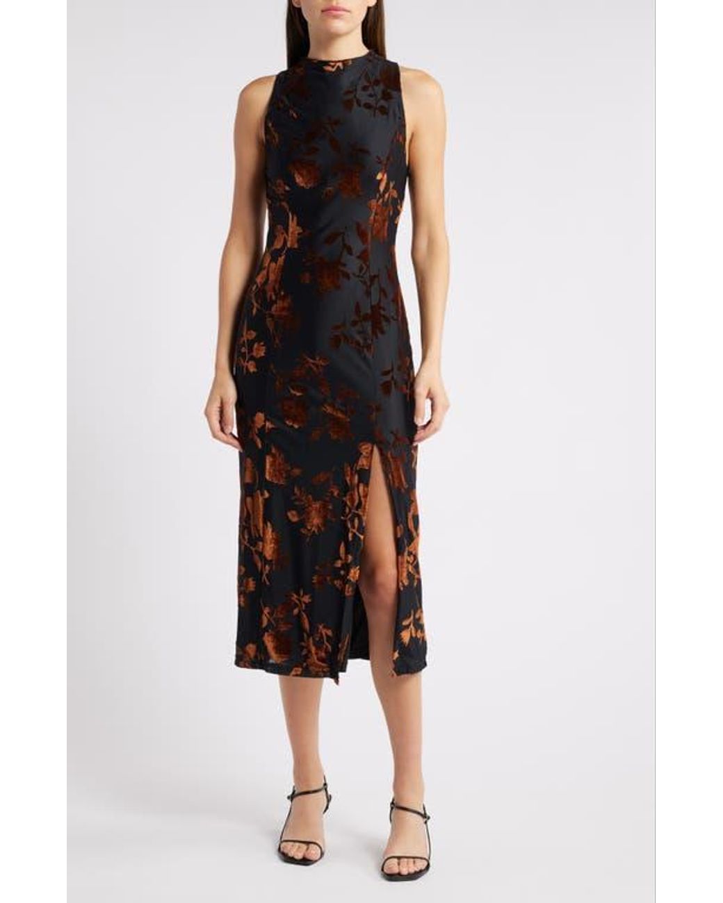 最終　Floral Velour Jacquard High Neck Dres Floral Jacquard High Low Gown by Hutch | Rent the Runway
