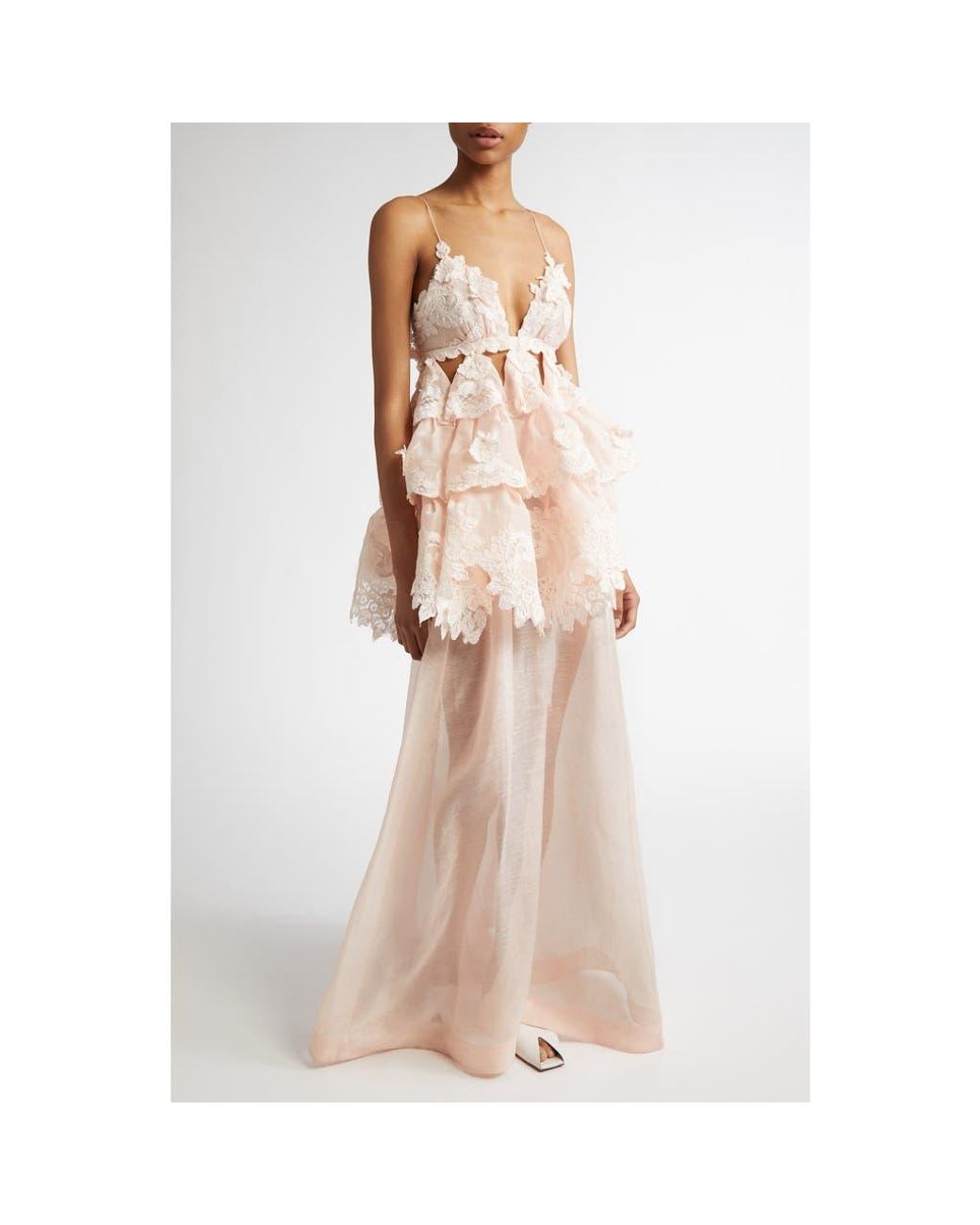 zimmermann crush tiered lace shirt dress ZIMMERMANN Crush Lace-Trim Tiered Linen-Silk Blend Maxi Dress
