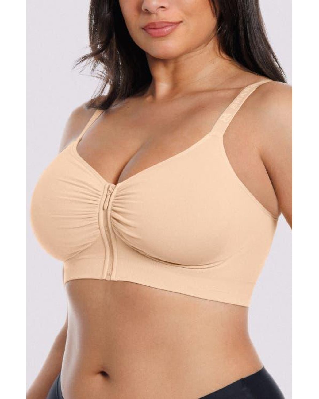 Shapellx Natural Skin Flow Seamless Front-Zip Wireless Bra