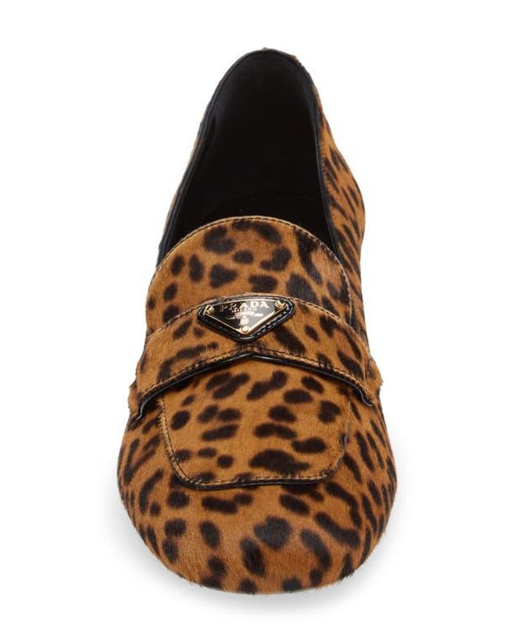 Prada Genuine Calf Hair Loafer Pump in Brown | Lyst