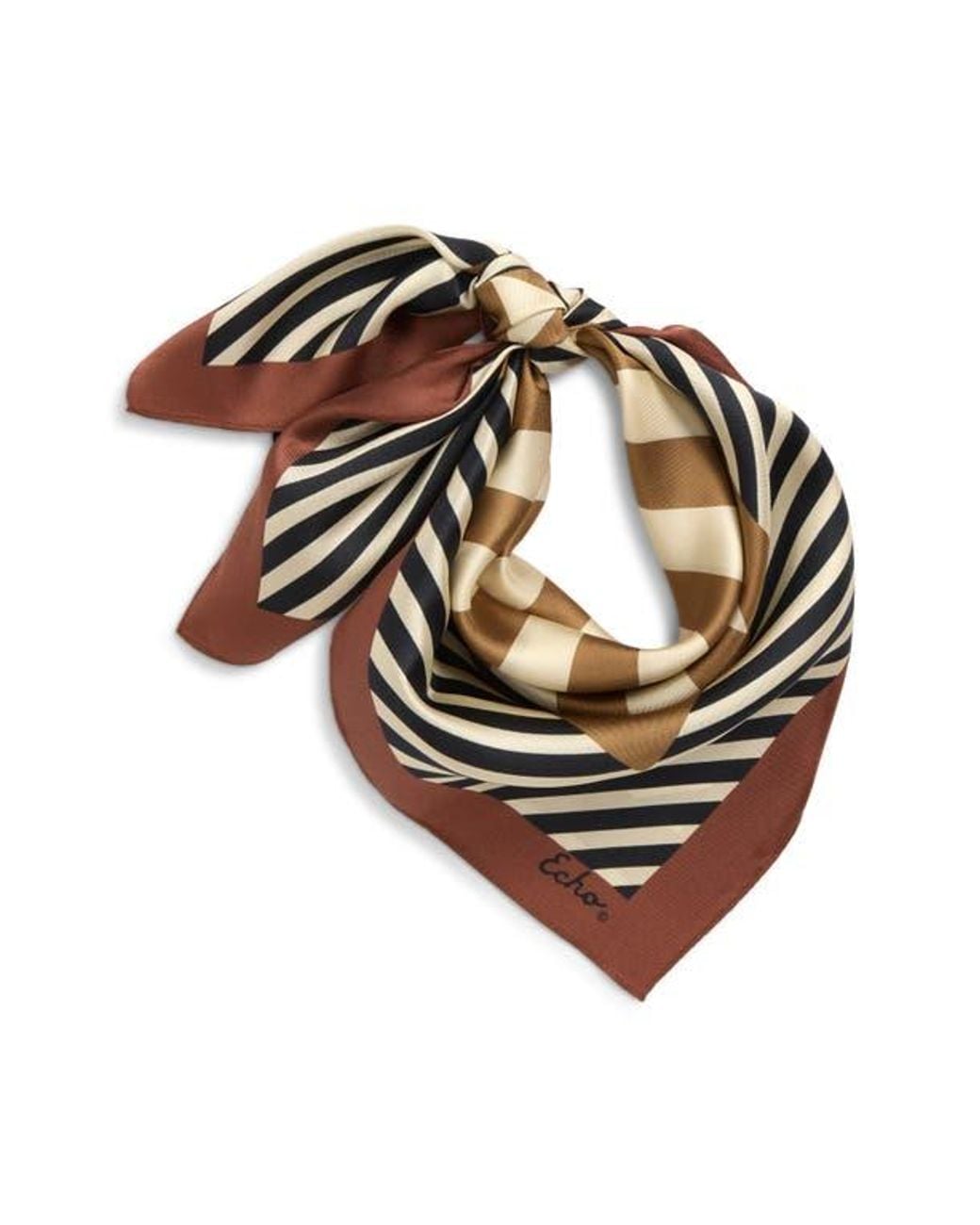 Echo Black Striped Silk Bandana