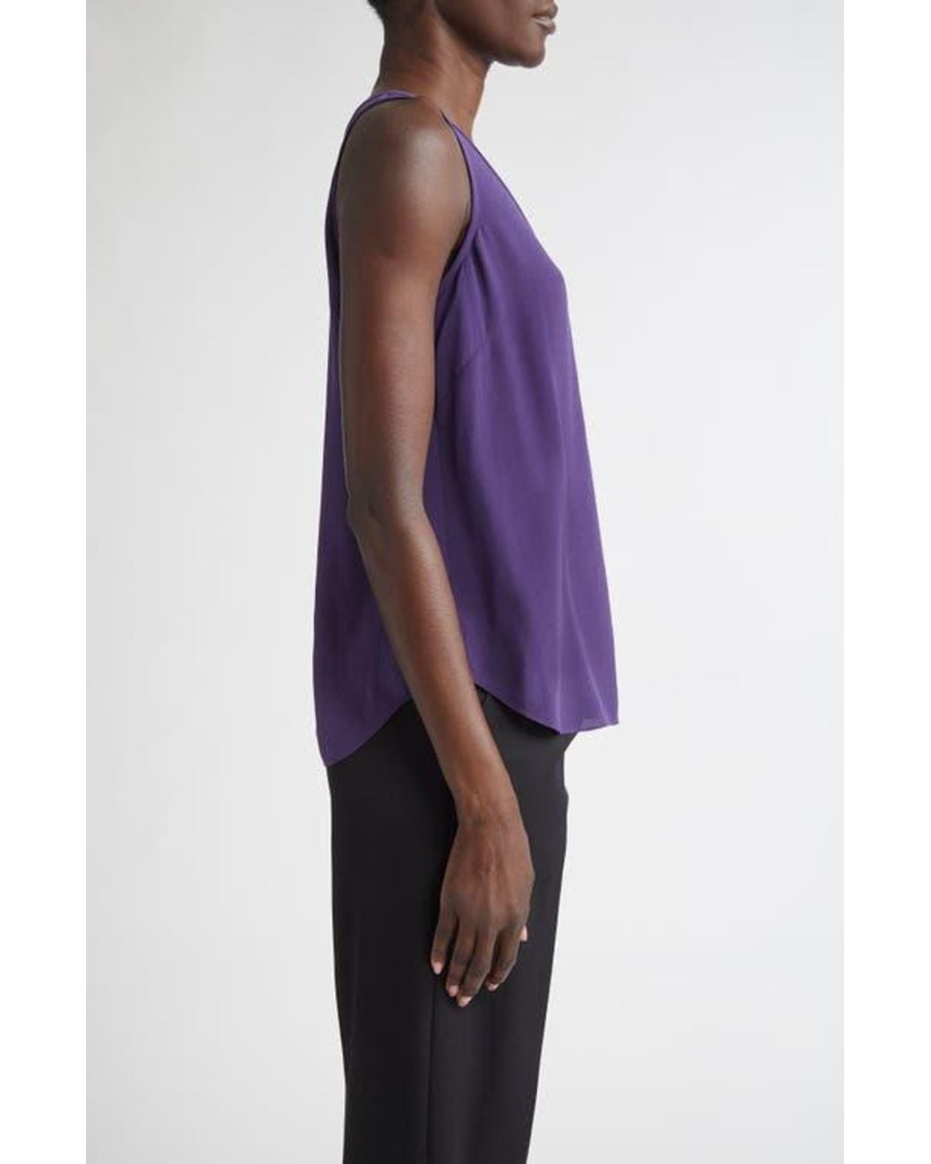 St. John Purple Silk Crepe Shell