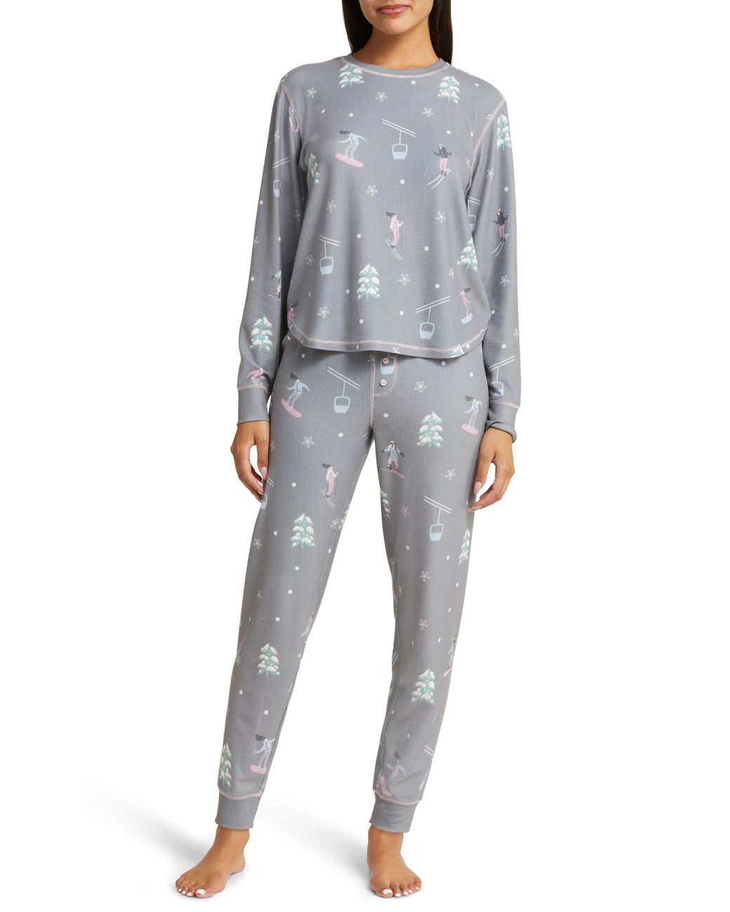 Pj Salvage Vitamin Ski Thermal Pajamas in Gray