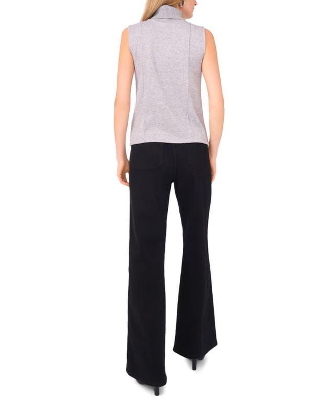 Vince Camuto Multicolor Rib Turtleneck Sleeveless Sweater