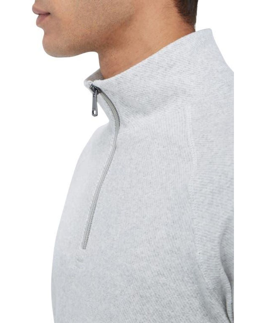 Bugatchi White Quarter Zip Pullover for men