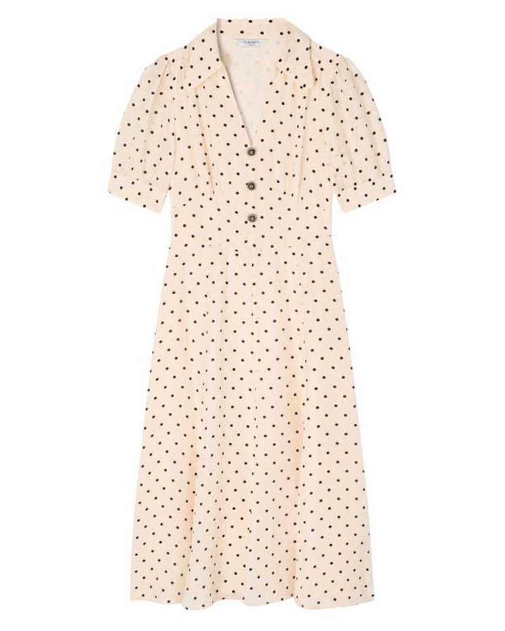【LK BENNETT】ソフィードットプリントドレス LK Bennett Sophie Polka Dot Dress in Natural | Lyst