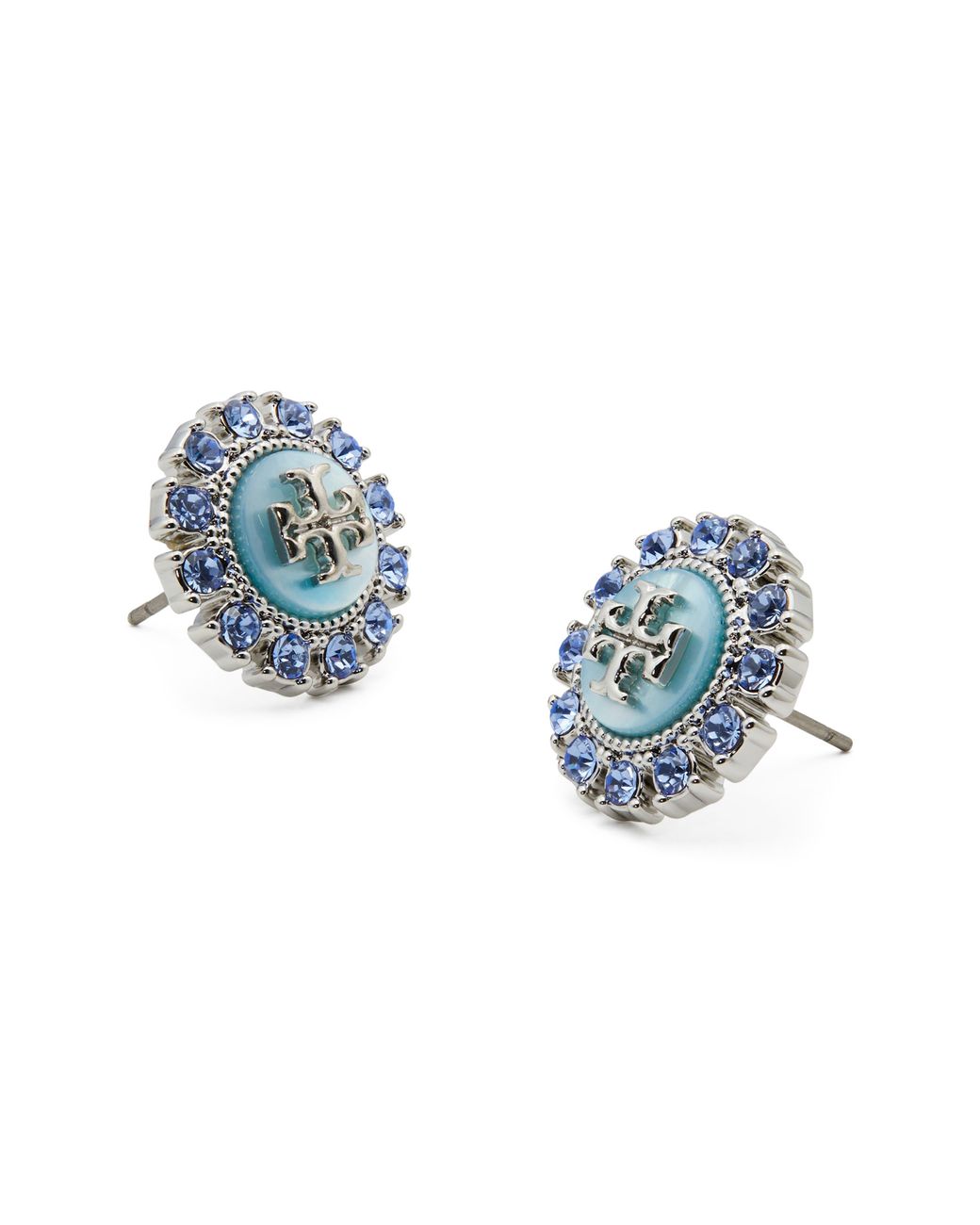 Tory Burch Kira Crystal Stud Earrings in Blue