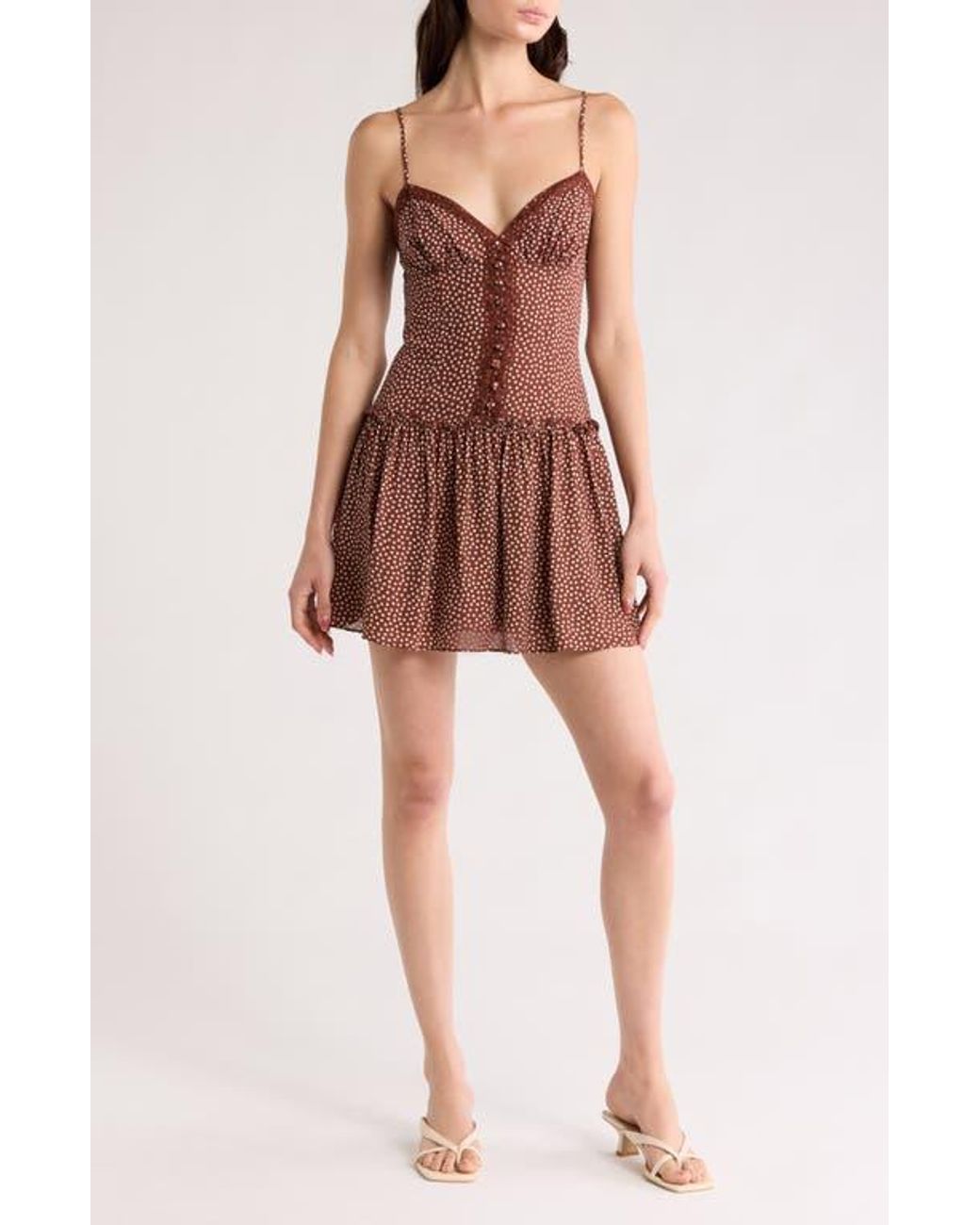 ワンピース Herlipto Polka-Dot Lace-Trim Dress 新色】Polka-Dot Lace-Trim Dress