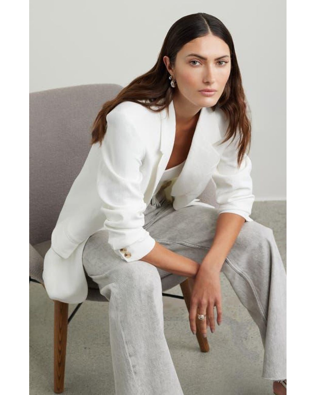 Open Edit White Curator Crepe Relaxed Blazer
