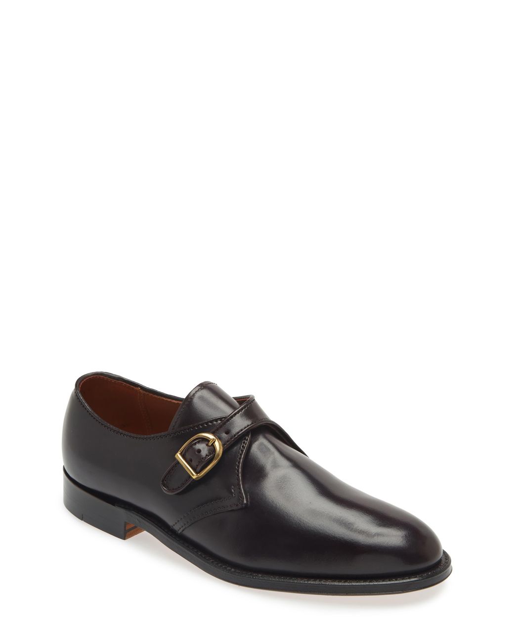 Alden Brown Plain Toe Monk Strap Shoe for men