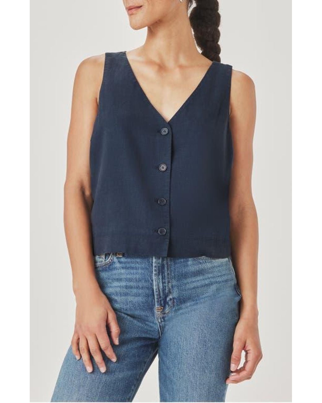 Splendid Blue Adele Linen Blend Vest
