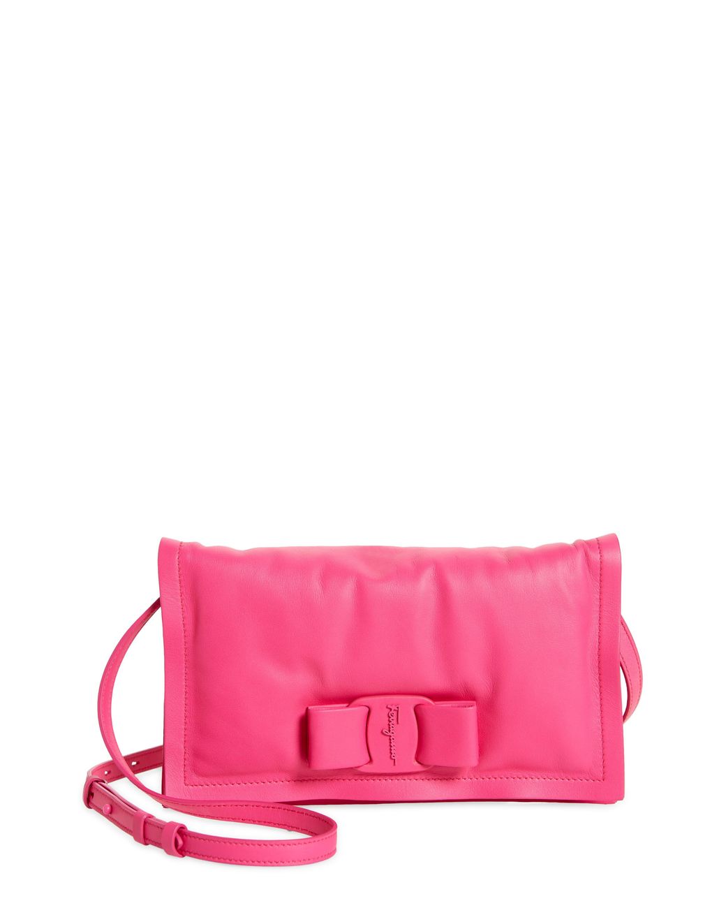 Ferragamo Salvatore Mini Viva Bow Puffy Leather Shoulder Bag in Pink | Lyst