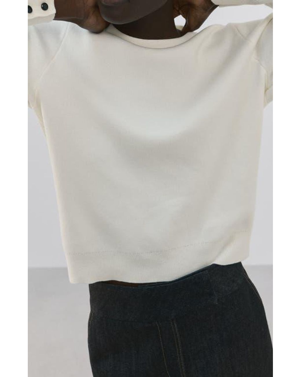 Mango White Button Cuff Sweater