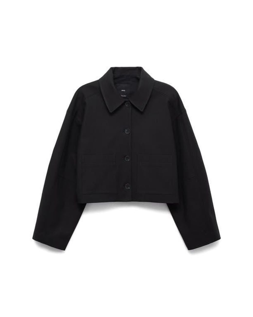 Mango Black Crop Button Front Jacket