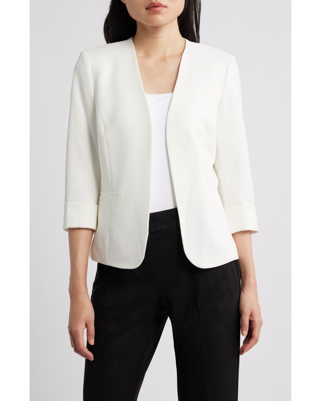Kasper White Stretch Crepe Blazer