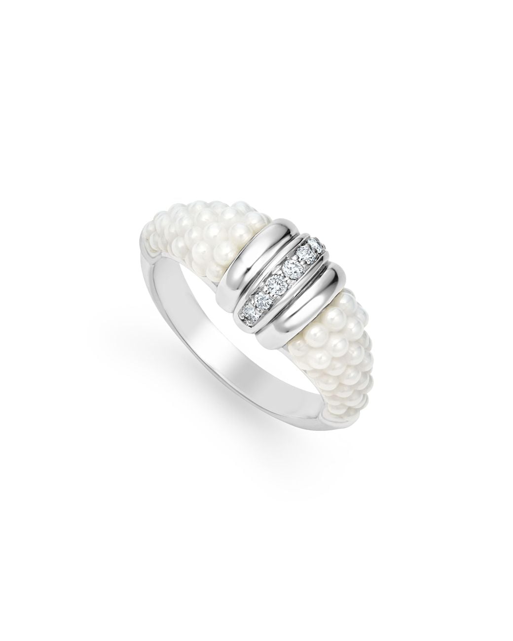 Lagos White Caviar Ceramic Diamond Ring