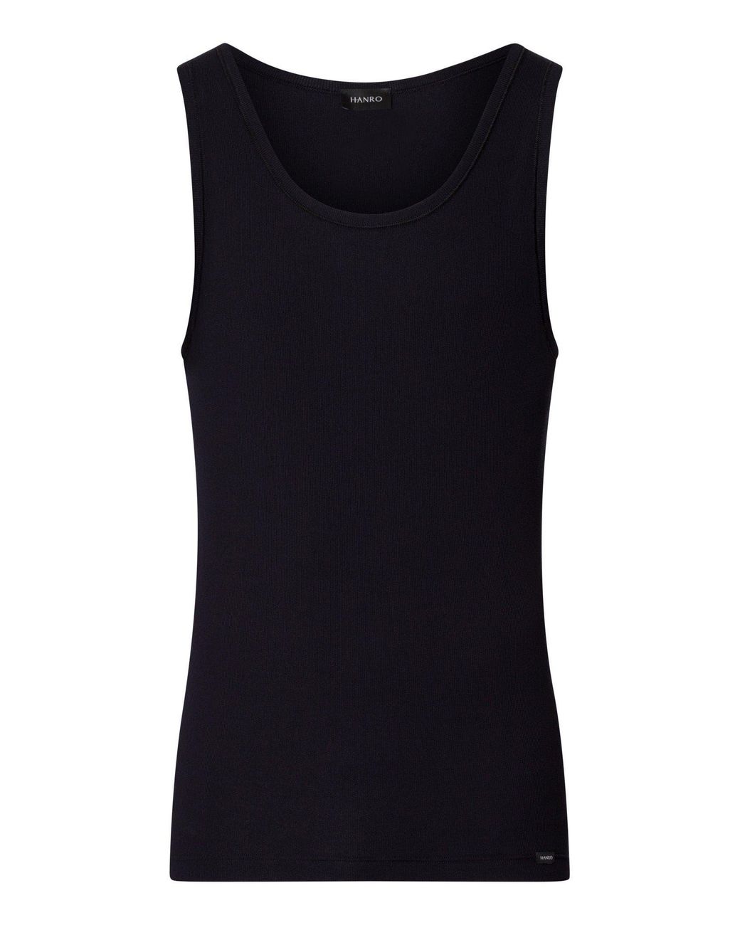 Hanro Black Cotton Essentials Cotton Tank Top for men