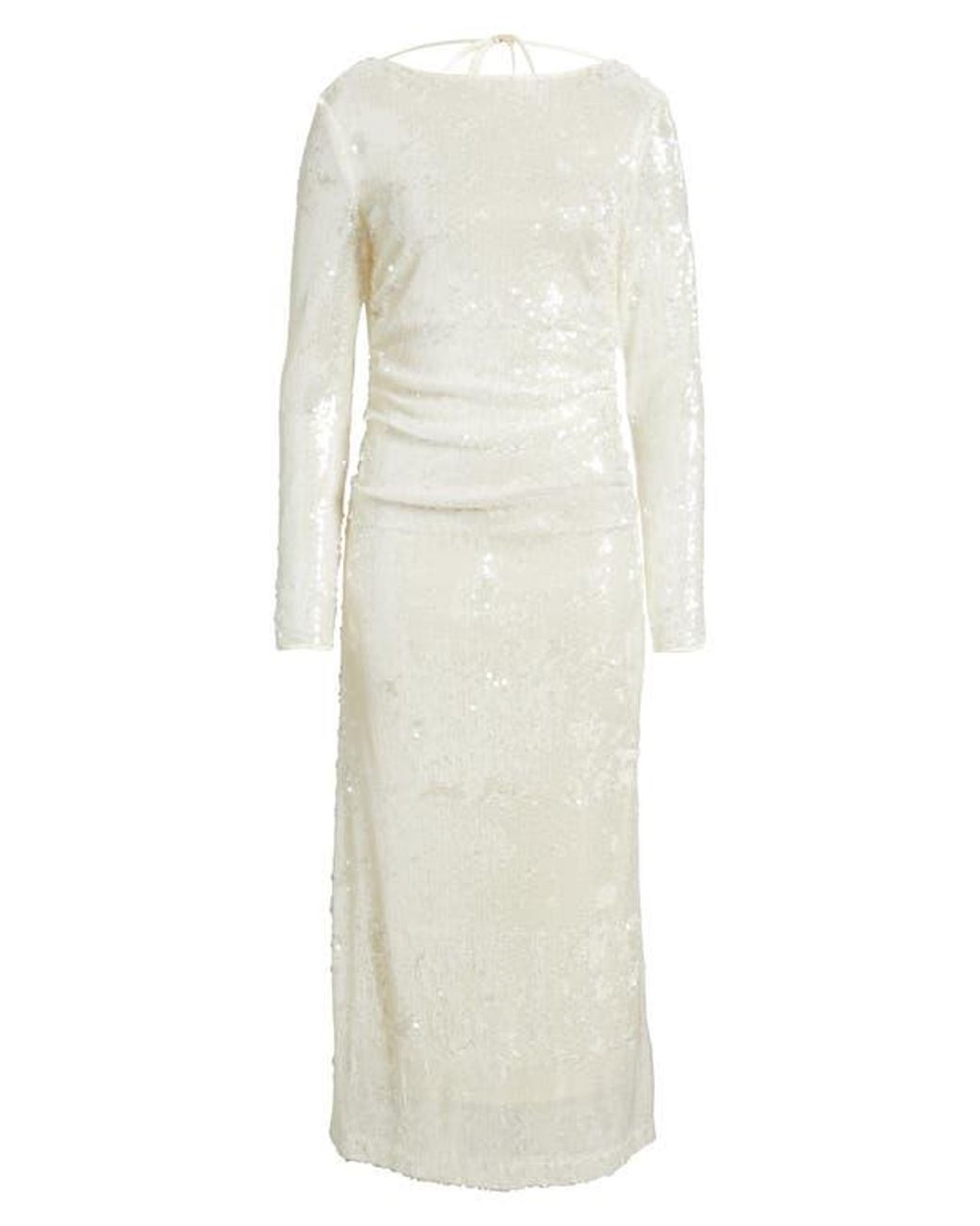 slim fit dress slacks Brea Sequin Beaded Long Sleeve Cowl Back Mini Dress main image 0