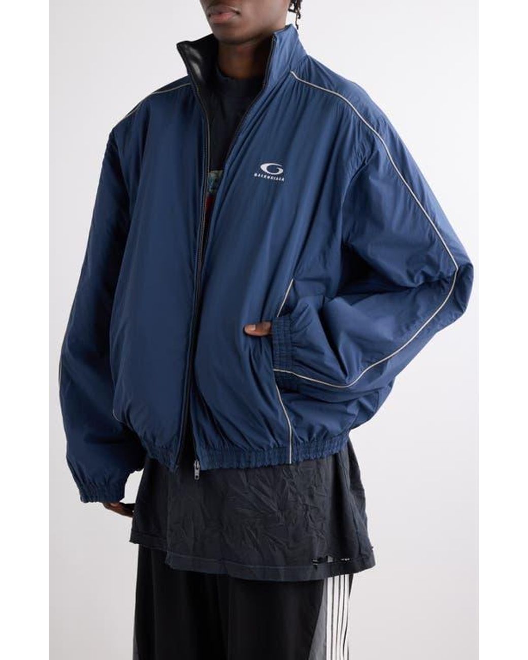 Balenciaga Deconstructed Track Jacket in Blue for Men Lyst