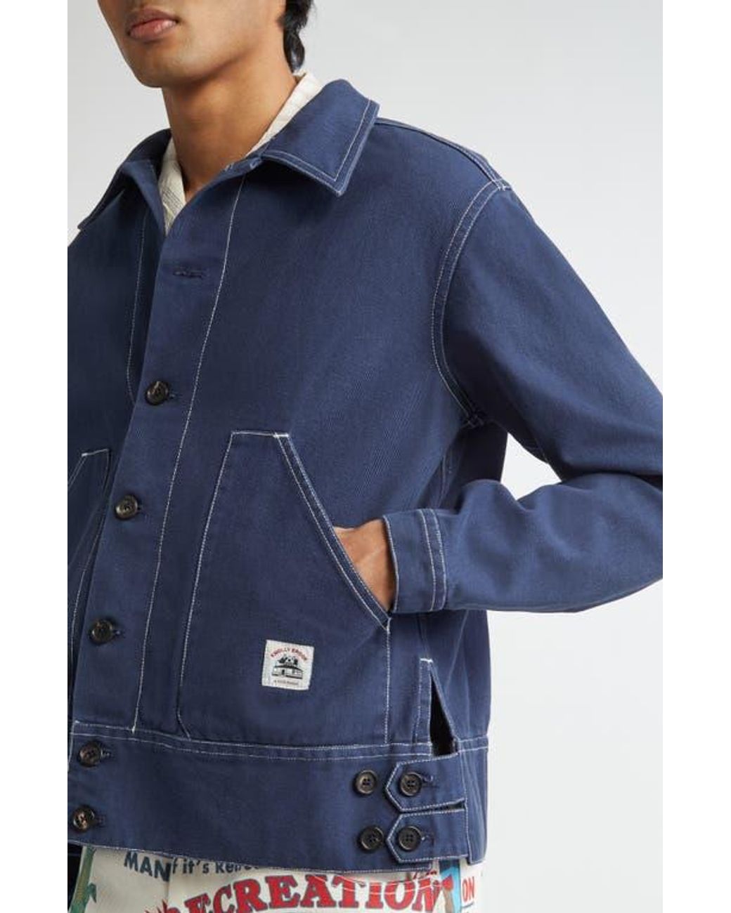 Bode Blue Knolly Brook Side Tab Jacket for men