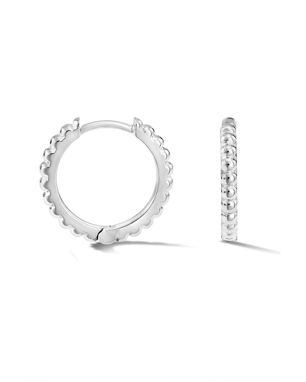 Dower & Hall White Medium Dotty Huggie Hoops