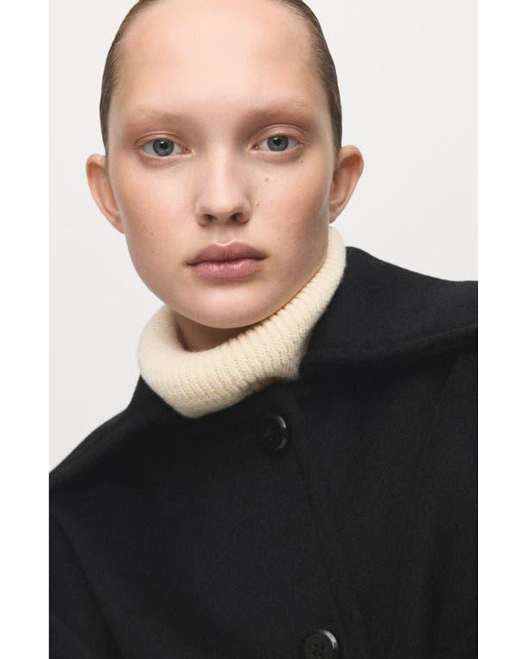 Mango Black Wool Blend Crop Jacket