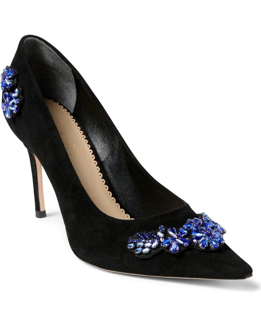 Cinq À Sept Black Appliqué Pointed Toe Pump
