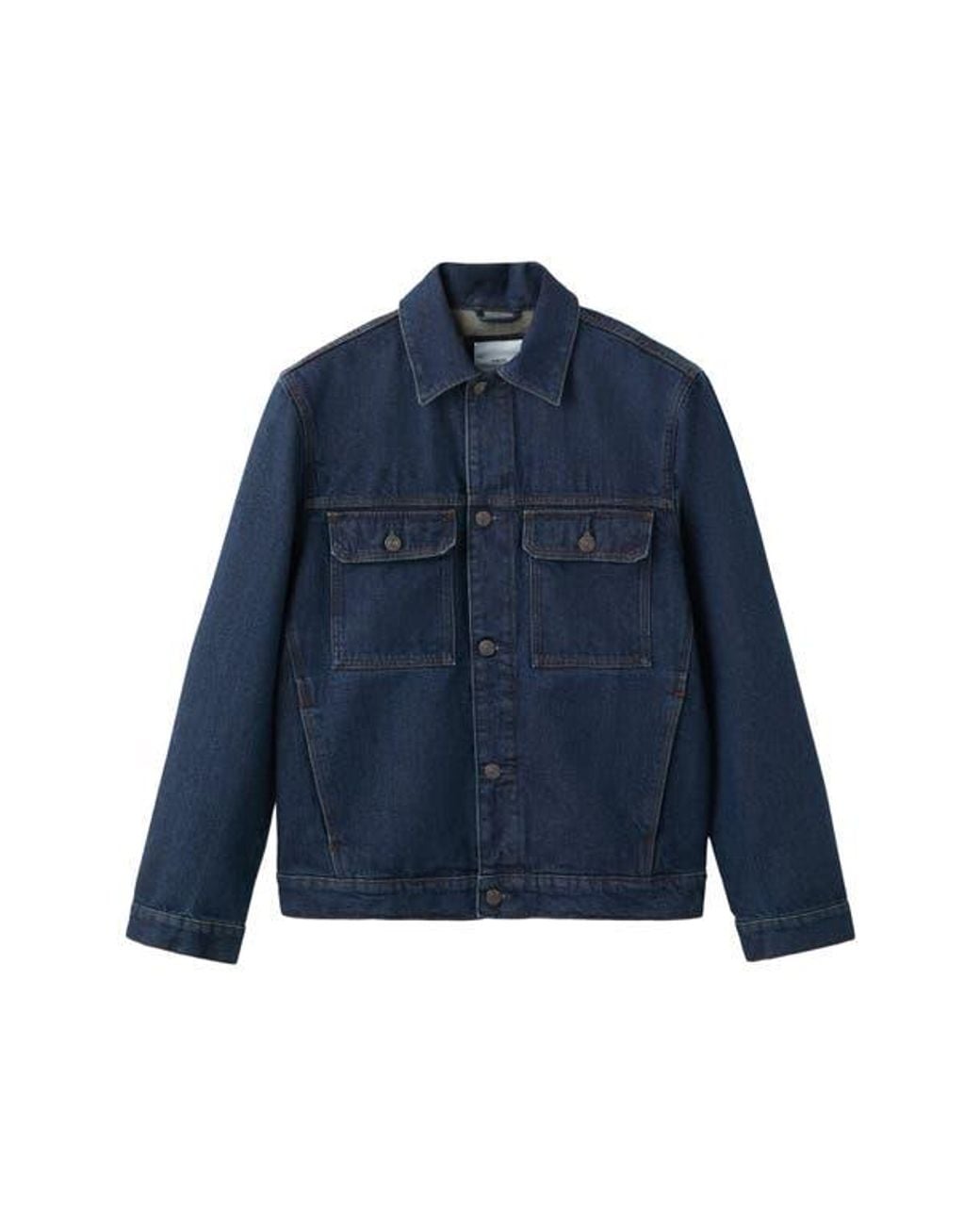 Mango Blue Cotton Denim Jacket for men