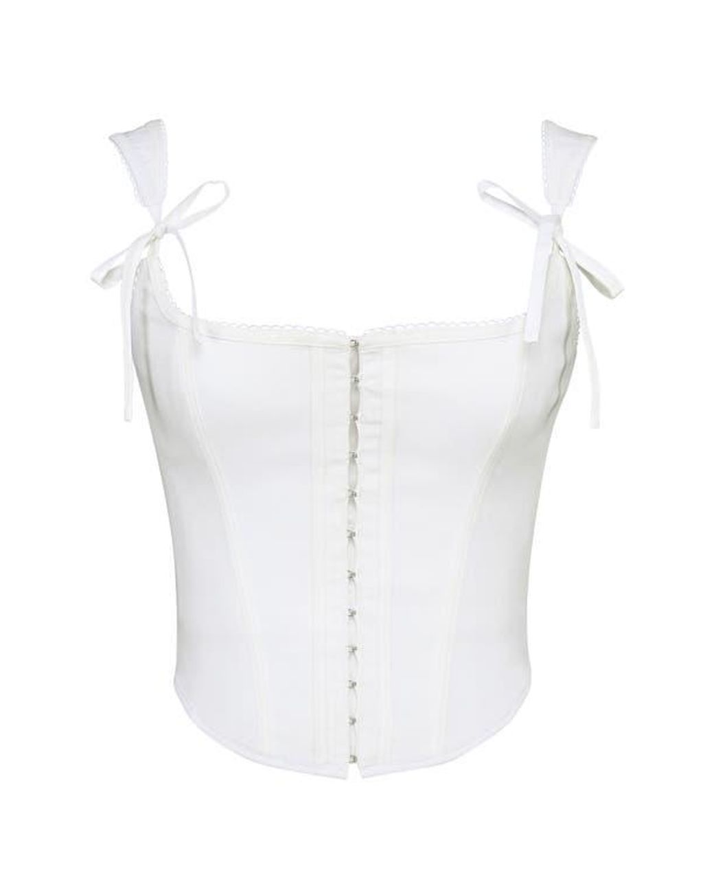 House Of Cb Kikki Bow Crop Lace-Up Stretch Cotton Twill Corset Top