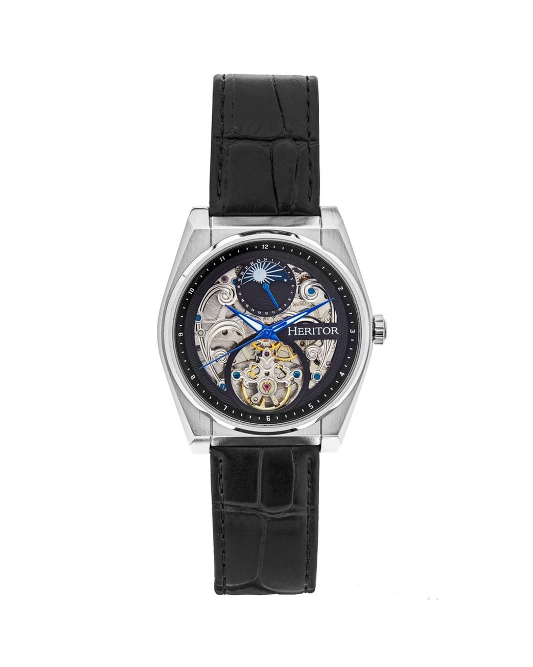 Heritor Black Daxton Skeleton Watch for men