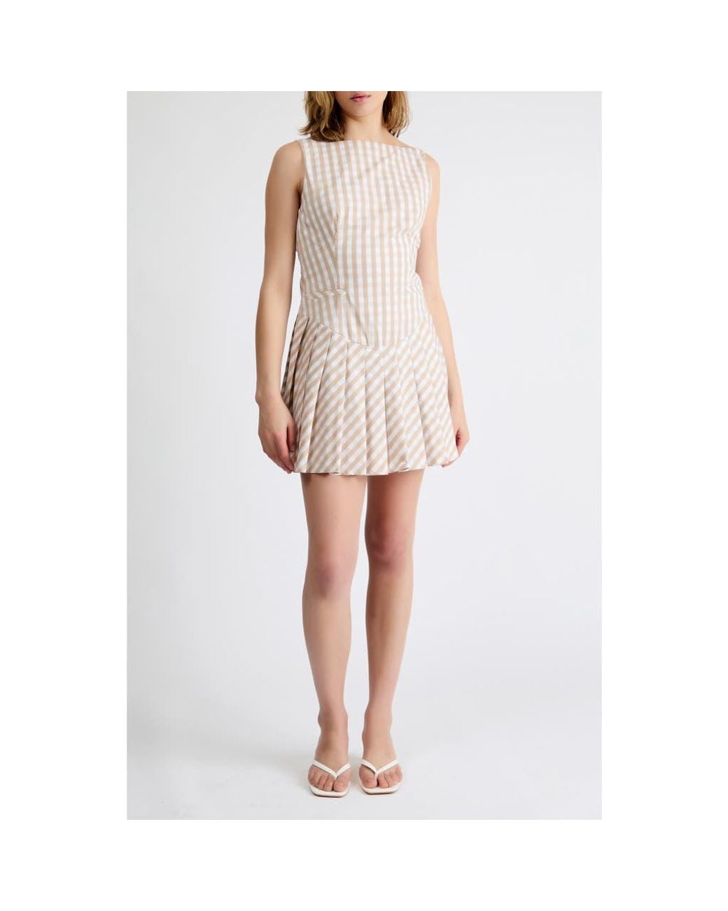 Extro & Vert White Ivy Gingham Minidress