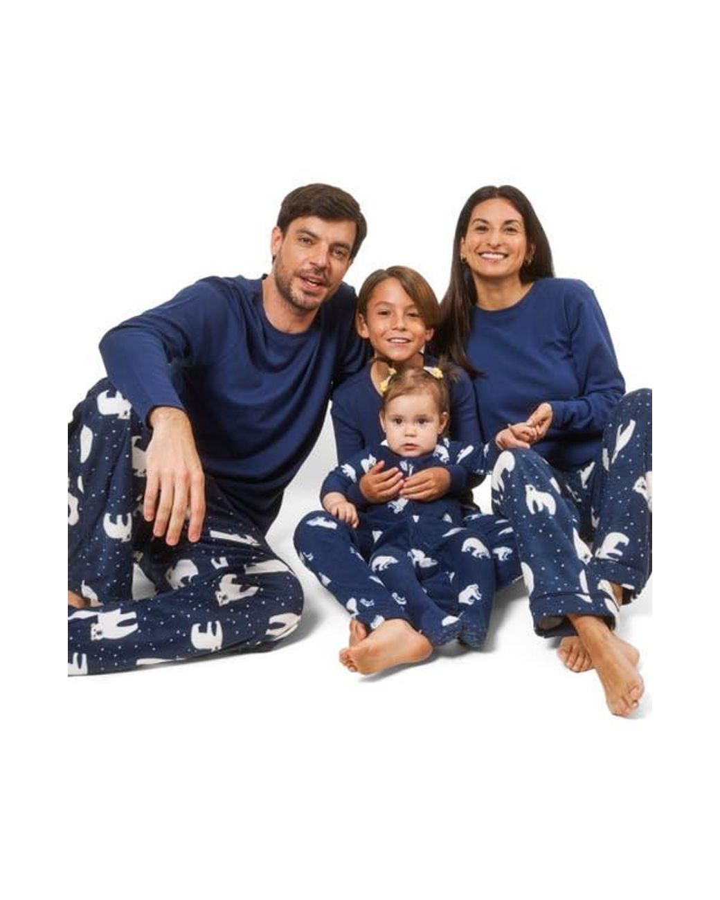 Leveret Blue Cotton Top & Fleece Pants Printed Matching Family Holiday Pajama Set for men