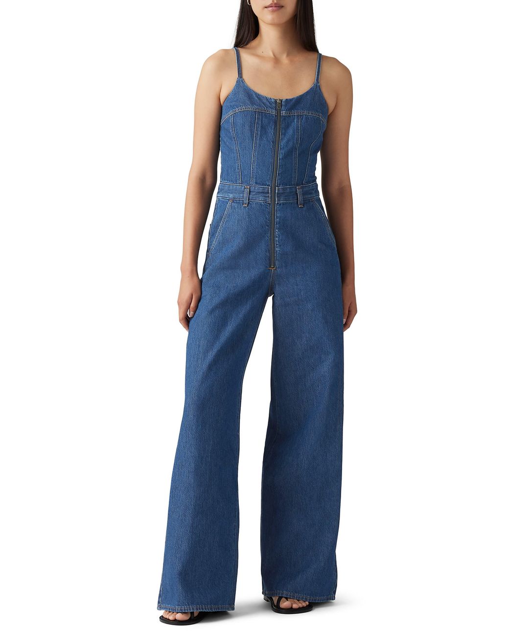 Levi's Blue Bustier Zip Denim Jumpsuit