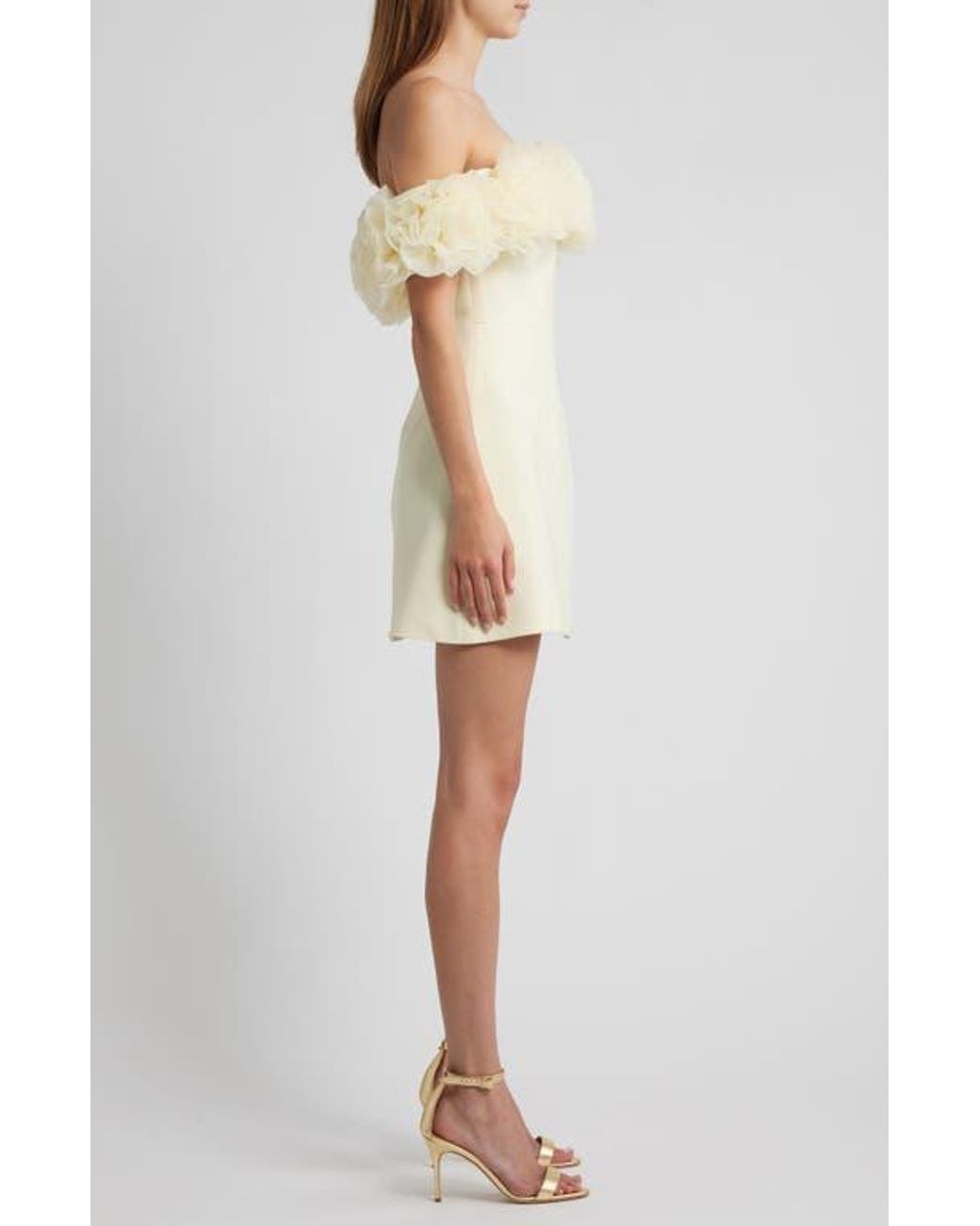 Sonya Moda Nahla Rosette Off The Shoulder Cocktail Minidress in Natural |  Lyst