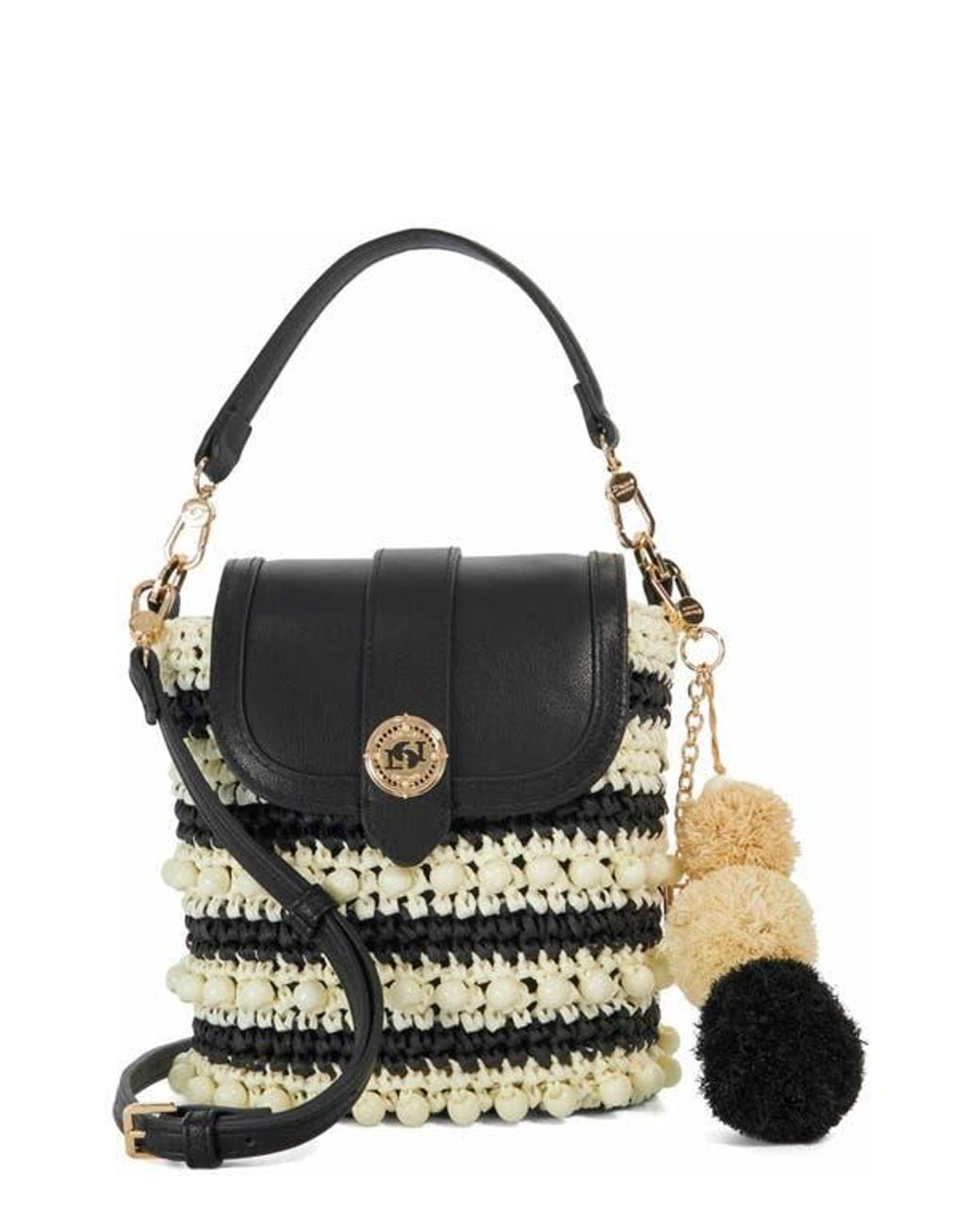 Dune Black Dimple Raffia Handbag