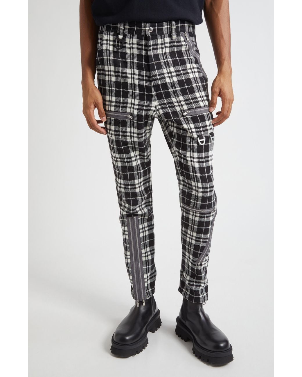 Undercover Black Plaid Cargo Pants for men