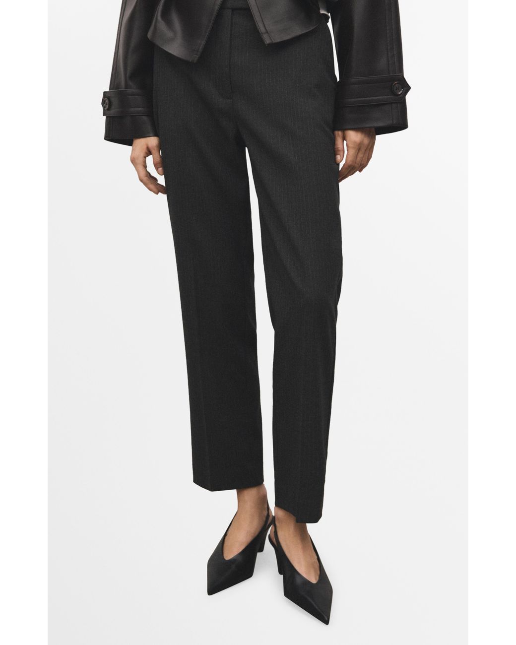 Mango Black Pinstripe Ankle Pants