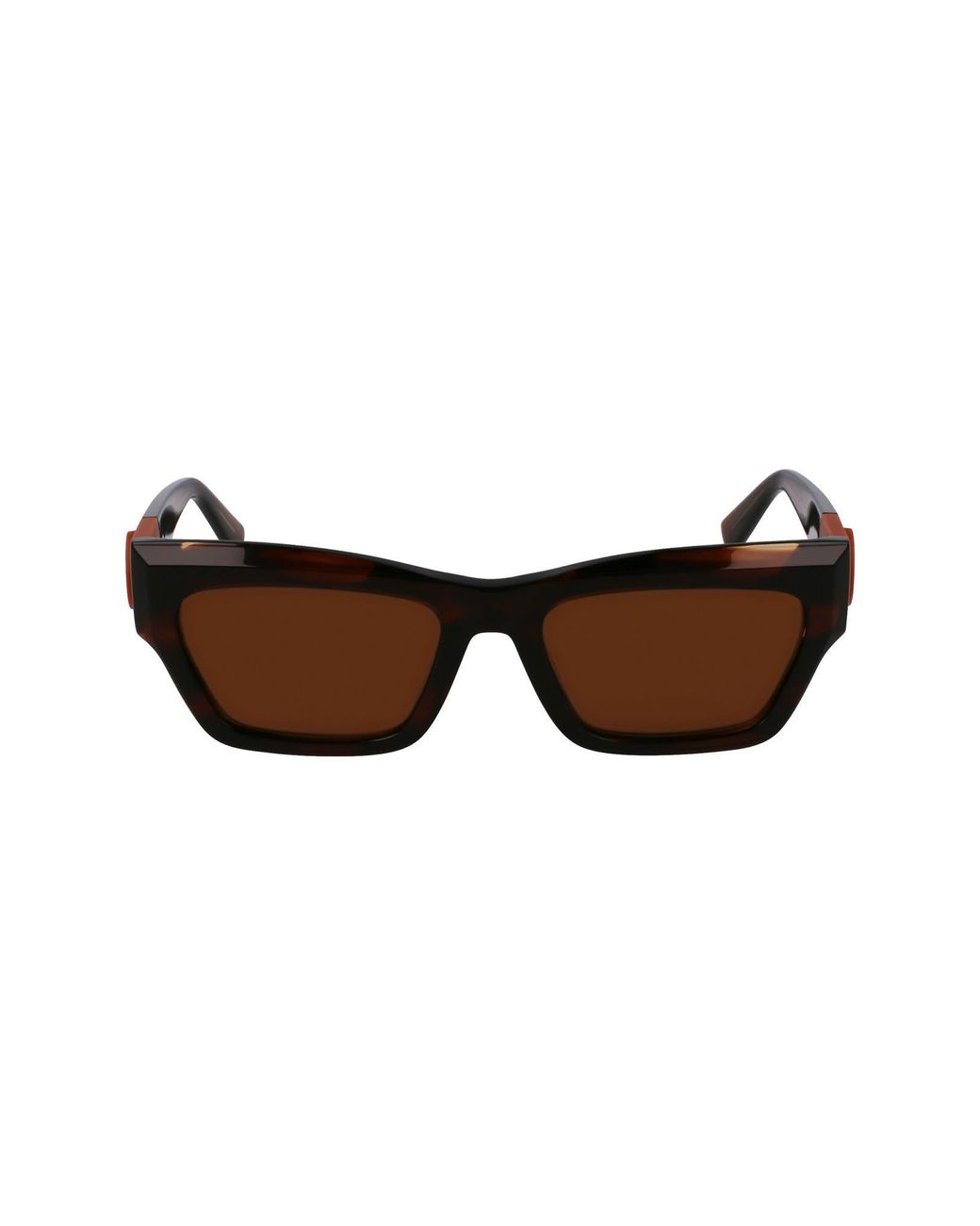 Longchamp Brown Medallion 53Mm Modified Rectangular Sunglasses