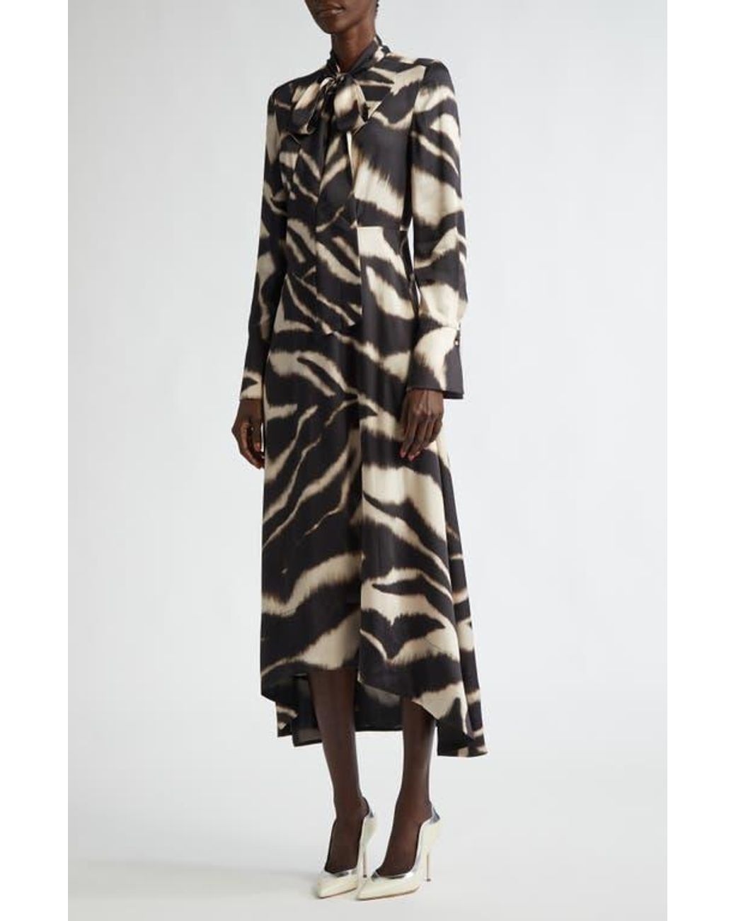 knee length dresses for ladies Brown Zebra Instincts Print Maxi Dress