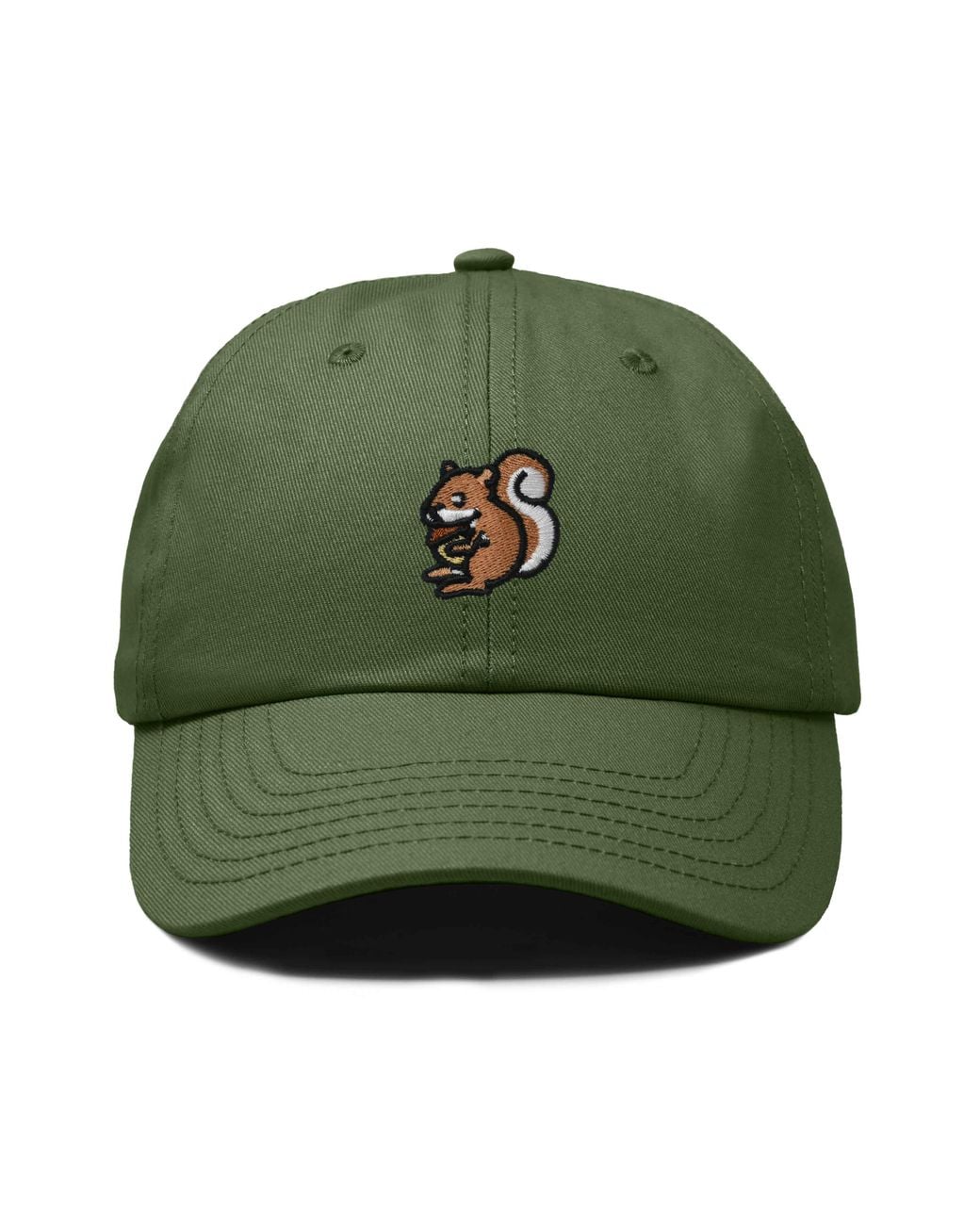 Alix Green Squirrel Embroidered Outdoor Cap for men
