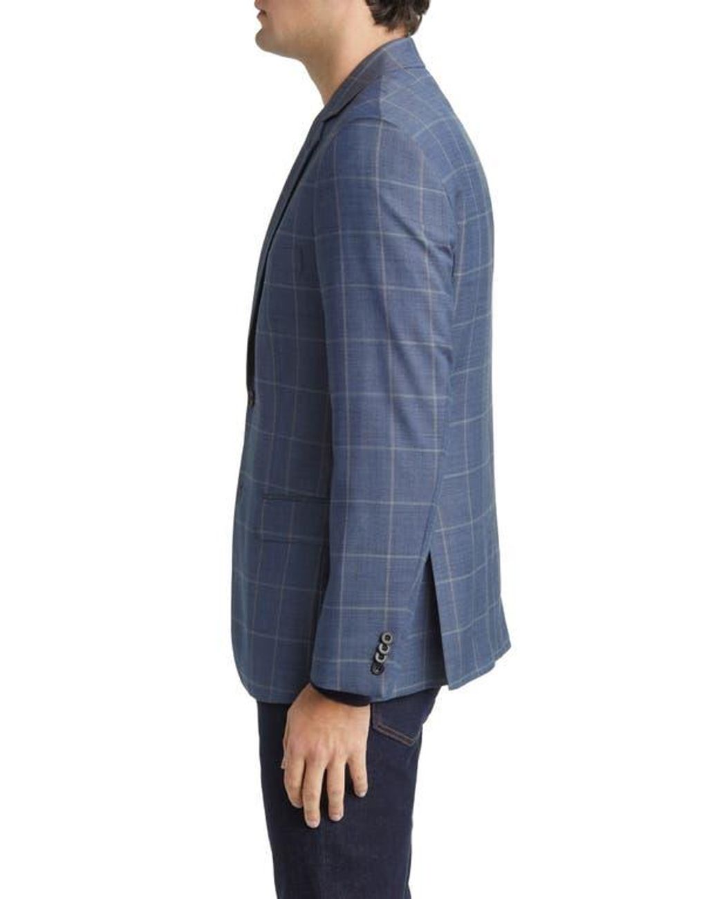 Daniel Hechter Blue Windowpane Check Wool Blazer for men
