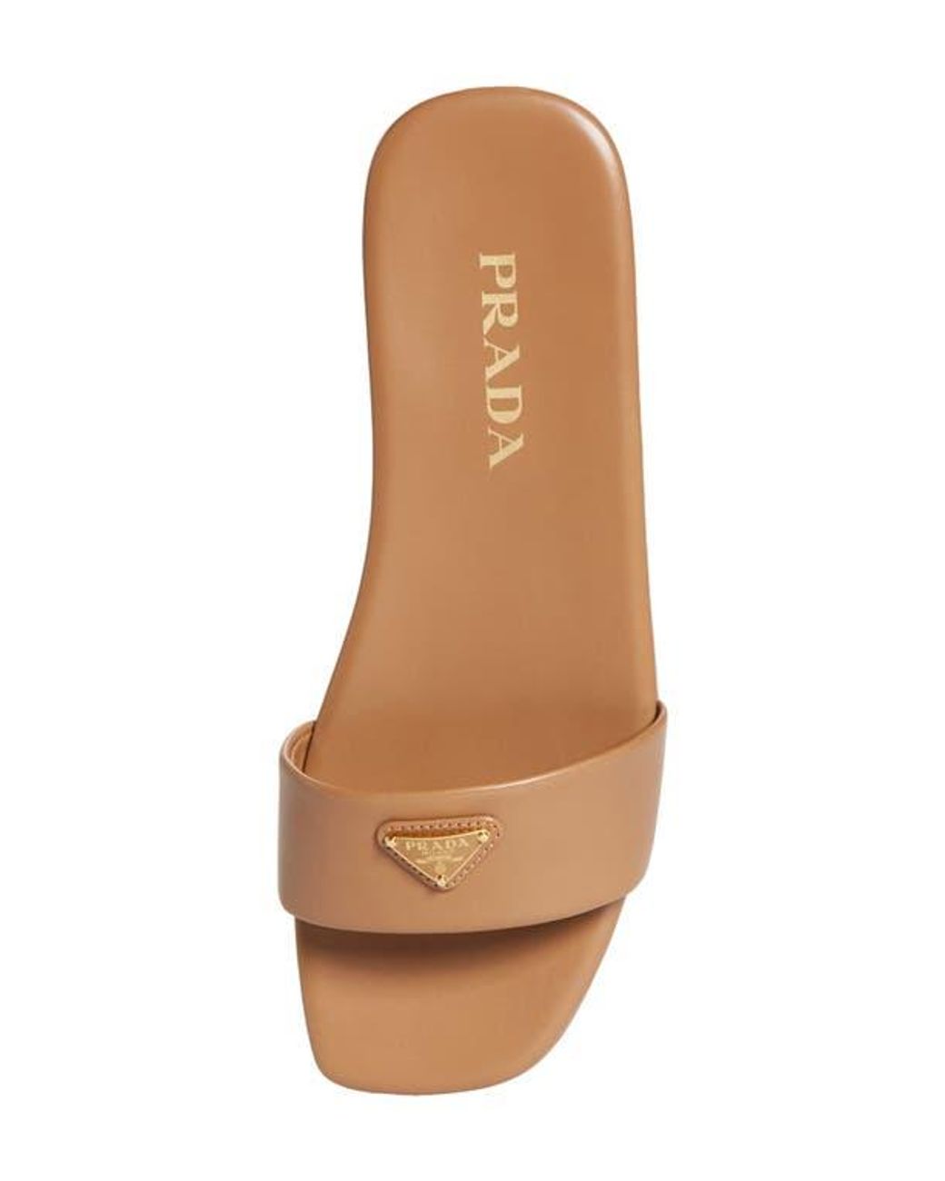 Prada Triangle Logo Slide Sandal | Lyst