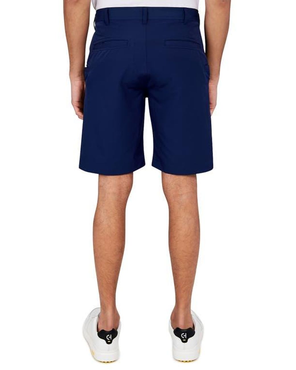 Con.struct Blue Regular Fit Solid Recycled Performance Flat Front Golf Shorts for men