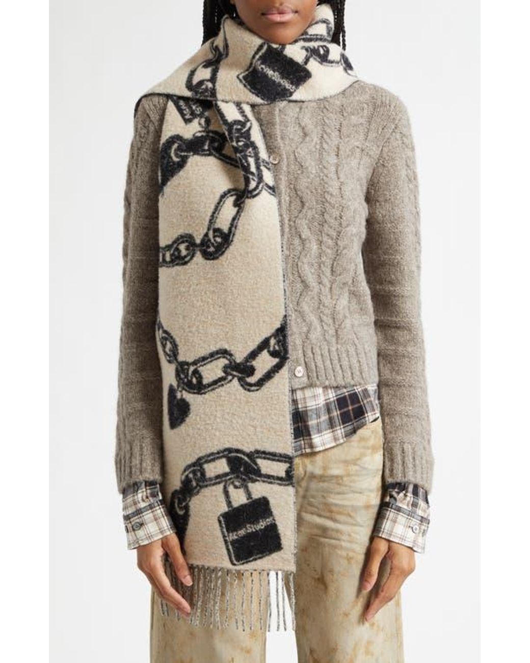 Acne Studios Vilma Chain Wool Blend Scarf | Lyst